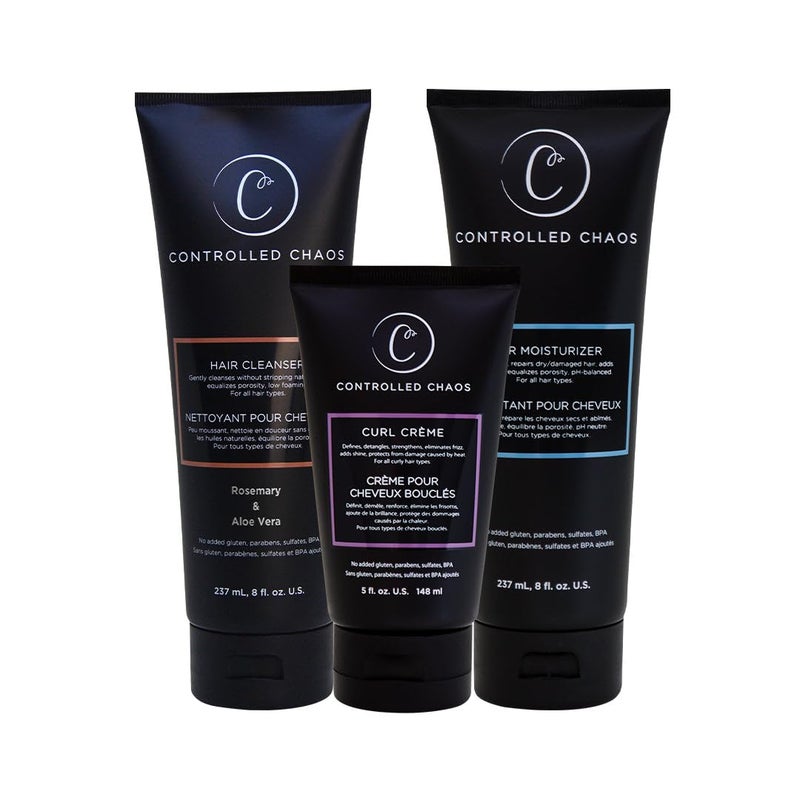 Controlled Chaos Hair Care Set for Curly Hair - 3 Pack Including Shampoo, Conditioner, Curl Defining Cream to Control Frizz & Nourish All Hair Types - Image 1